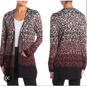 Joseph A. Ombre leopard cardigan sz. M